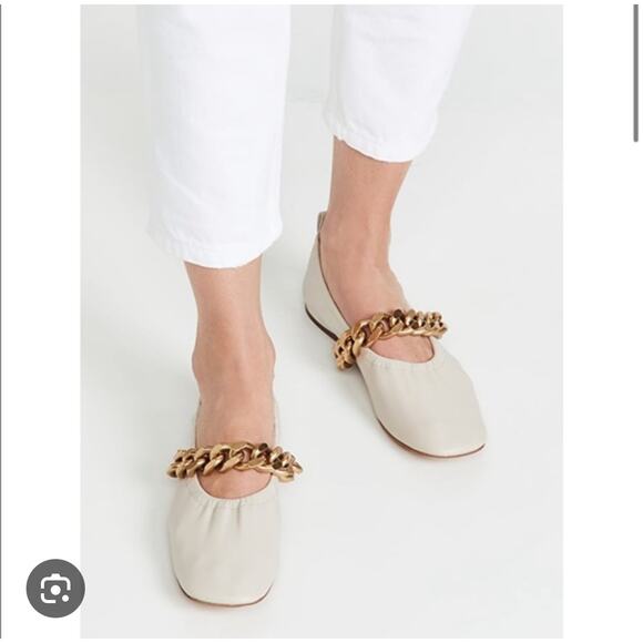 Stella McCartney Falabella Faux Leather Pink Chain Ballet Flats 37.5 - Picture 3 of 12